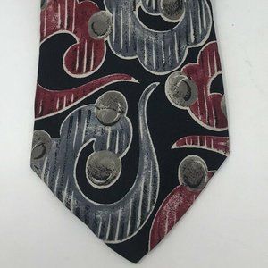 HUXLEY Mens Necktie TIE Black Burgundy Grey Abstra